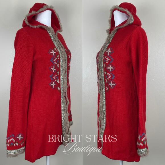 Rare Vintage Hooded Cardigan ASO Willow Rosenberg BtVS Red Embroidered Knit - Picture 7 of 14